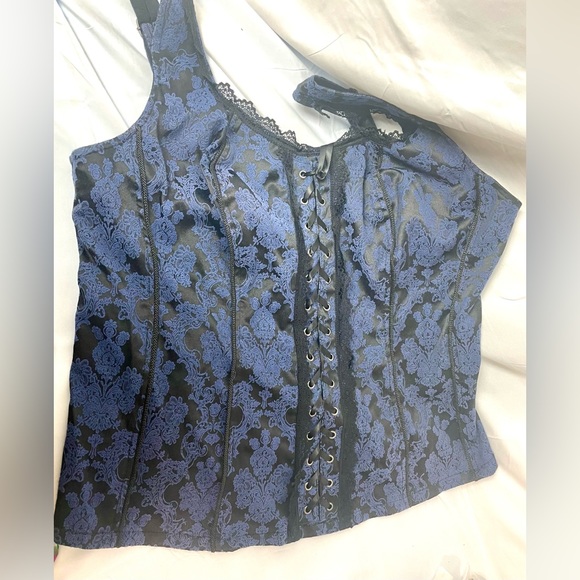 Vintage tripp 2x Victorian corset in blue and black vintage torrid plus size - Picture 9 of 10